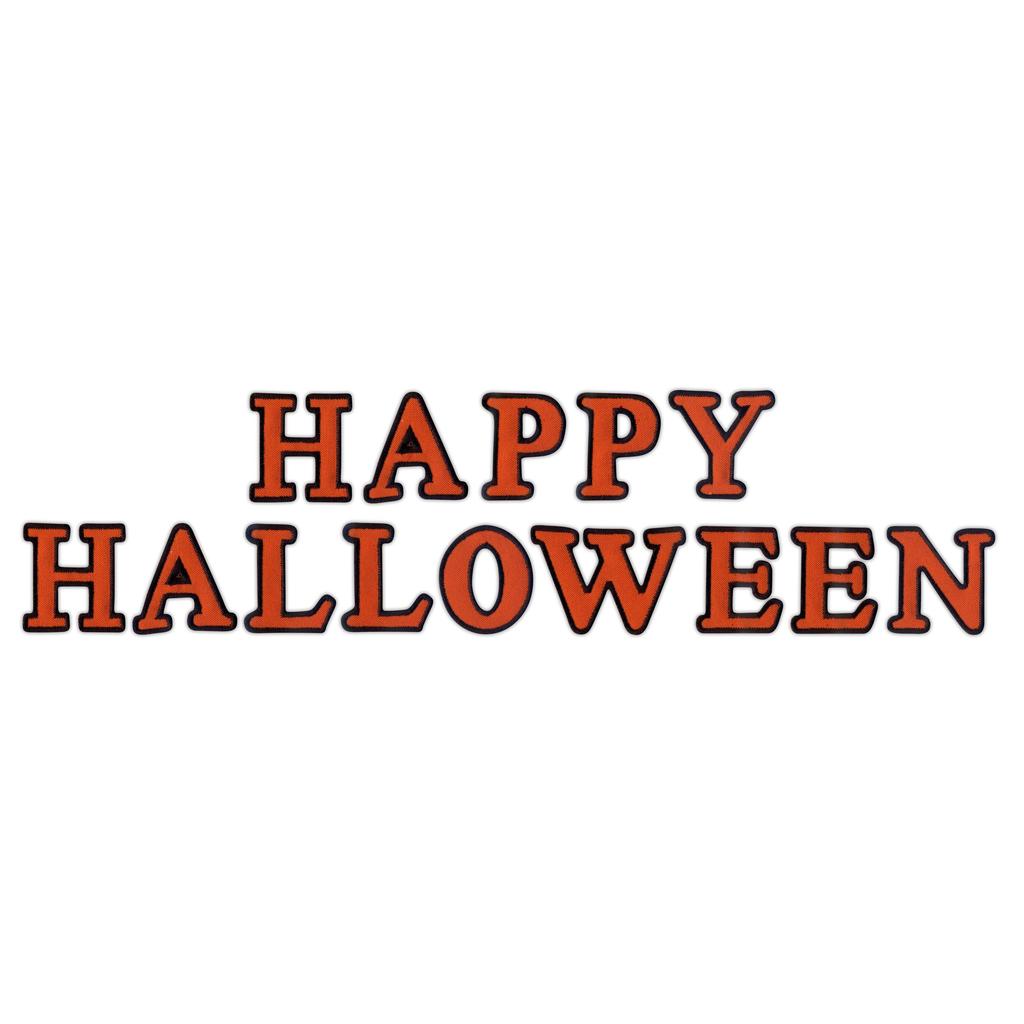 Patchion happy halloween - inscription - Iron-on / Heat Seal Backing - Embroidered Patch/Badge/Emblem