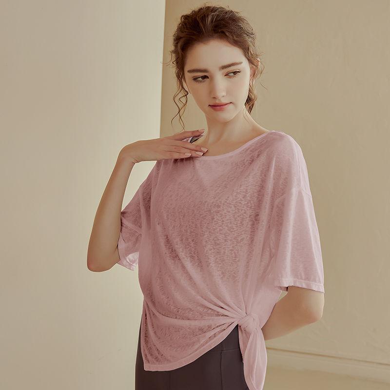 Дышащий топ для бега свободного кроя, легкая футболка для йоги, утягивающая тренировочная рубашка для женщин