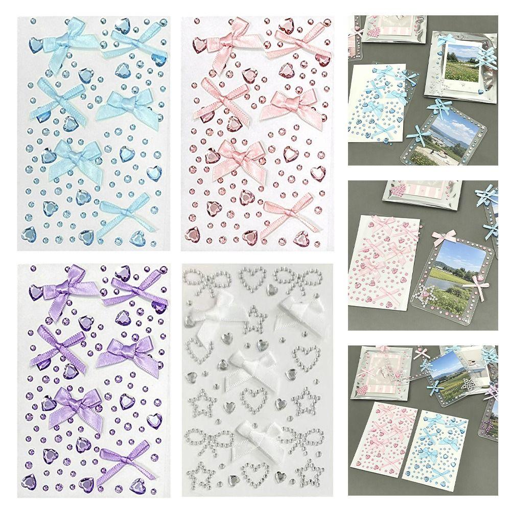 Waterproof Sparkling Face Gem Sticker Shiny Glitter Bowknot Photocard Sticker Sparkly DIY Face Decoration Rhinestone Stickers