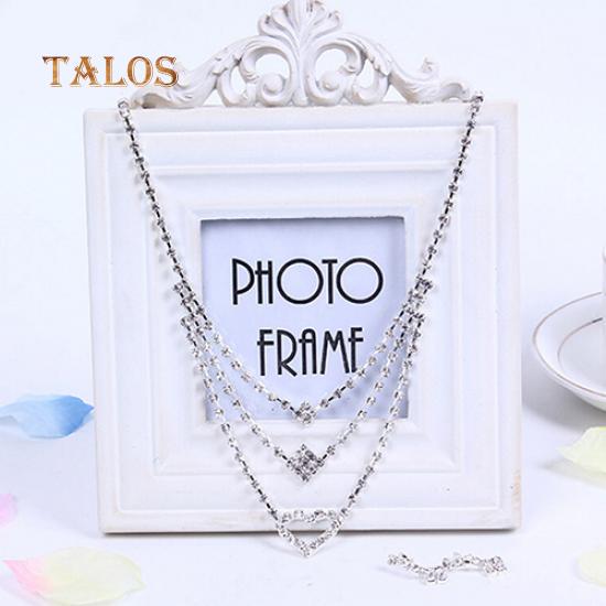 Women's Wedding Bride Love Heart Multilayer Necklace Earrings Jewelry Set Gift Accessories