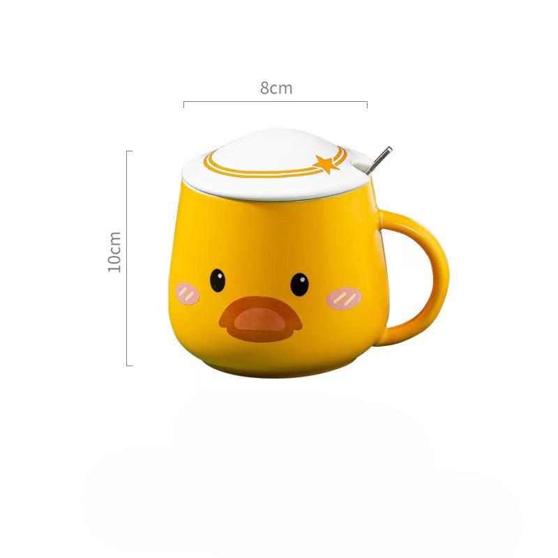 Cartoon Duck Wearing Hat Duck Cup Ceramic Cup with Porcelain Lid Student Gift Cup Couple Mug Environmentally Friendly