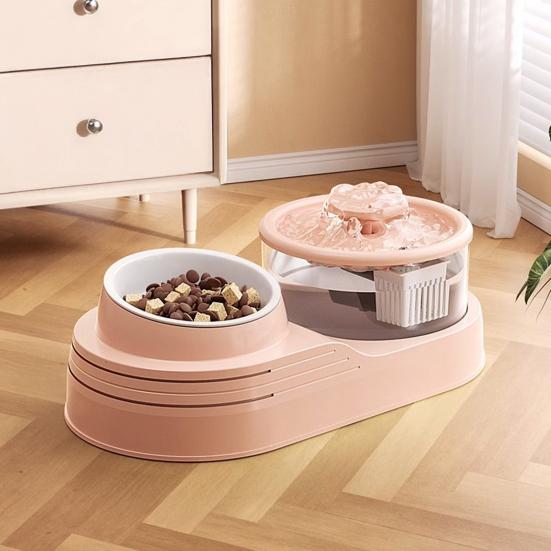 Диспенсер для воды и еды для кошек 2 в 1 Автоматическая кормушка для кошек 1 л Набор из фонтана для воды и миски для еды для кошек, живущих в помещении, и маленьких собак