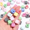 10Pcs 13mm Acrylic Beads Colorful Checkerboard Pattern Large Hole Square Beads For Craft Bracelet Making DIY Jewelry Accessories