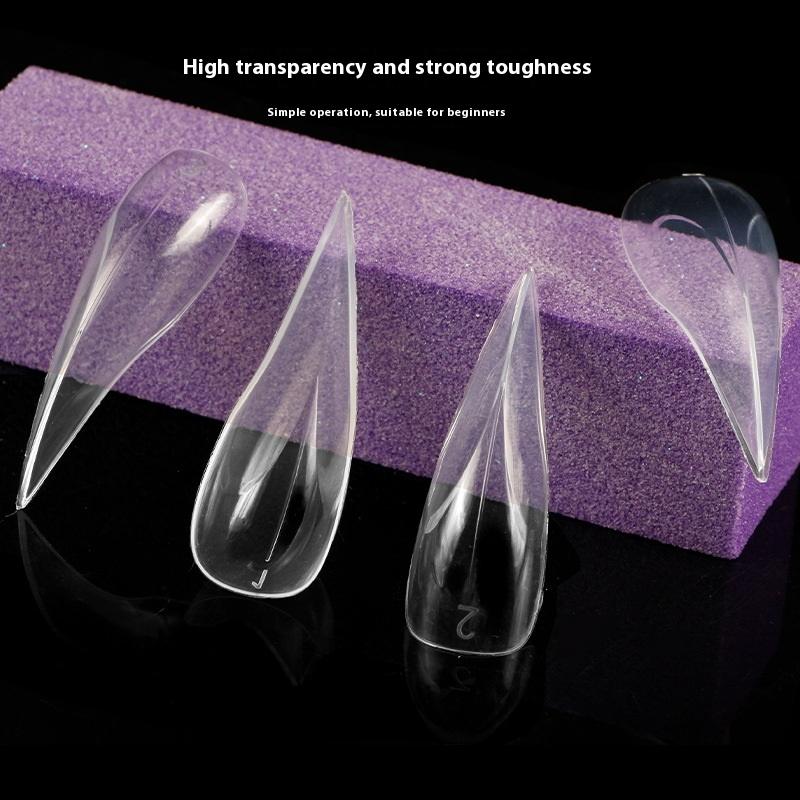 140 шт./коробка Короткие изогнутые стилетные ногти Двойная форма для наращивания ногтей 3D Кошачий коготь Скульптурные акриловые ногти Полное покрытие Формы