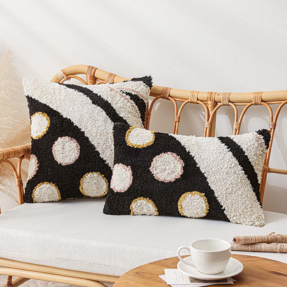 Наволочка с кисточками Ins, кофейного цвета, чехол для подушки, геометрический узор, для гостиной, дивана, кровати, поясничная подушка, подушка для спины