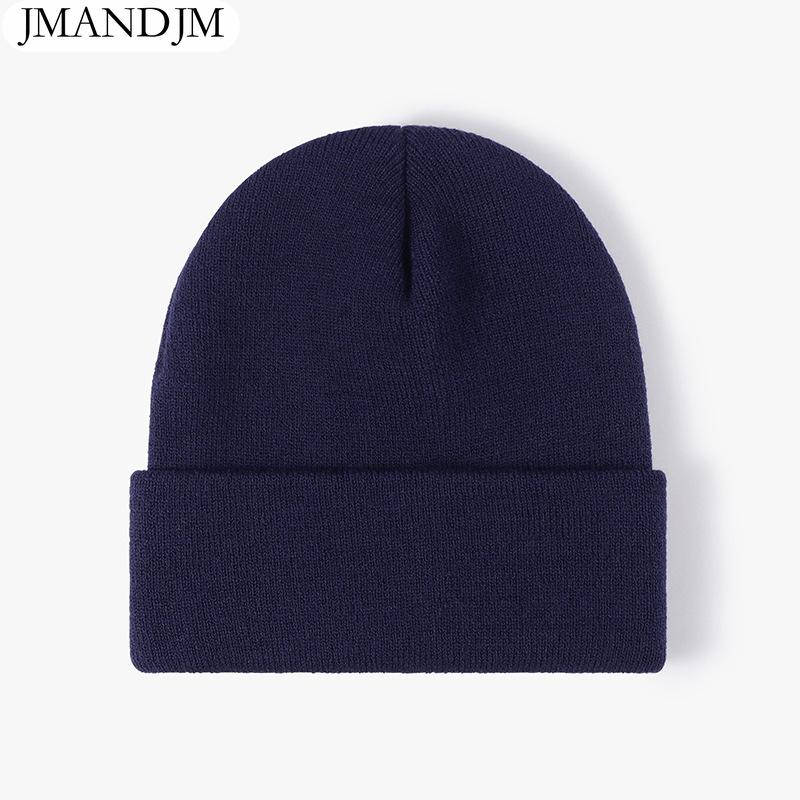 Available Autumn and Winter Warm Thickened Double Beanie Hat Simple Men's Women's Knitted Hat
