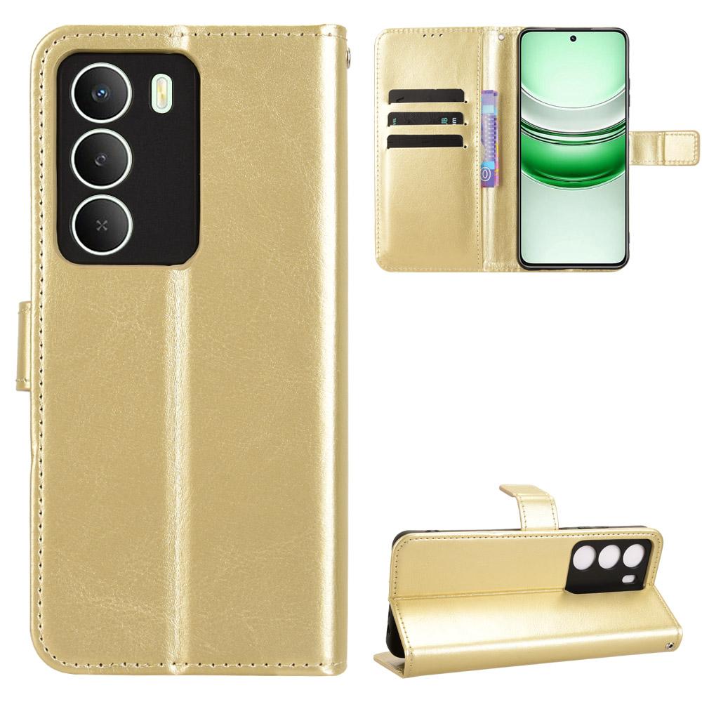 For Realme C73 5G/14x 5G/V70 5G/V70s 5G PU Leather Case with Strap Crazy Horse Texture Phone Wallet Cover