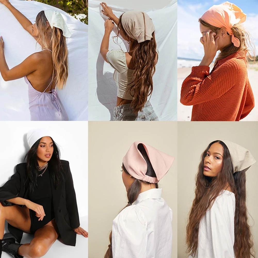 Headbands Vintage Candy Color Hair Accessories Elastic Headwrap Turban Triangle Hair Scarf Bandana