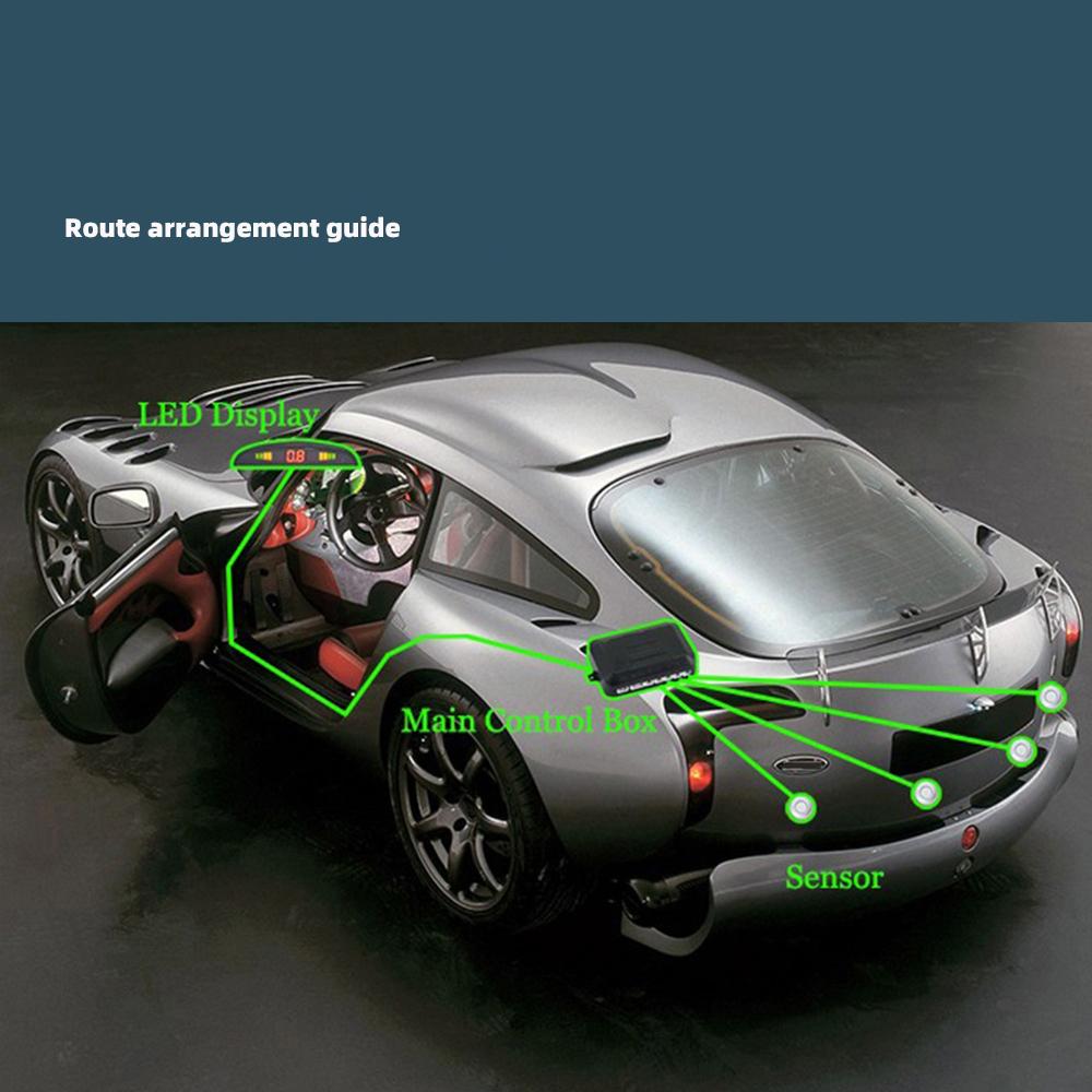 Комплект датчиков парковки автомобиля, 4 датчика, 22 мм, светодиодный экран, радар заднего хода, система звукового оповещения, 3 цвета