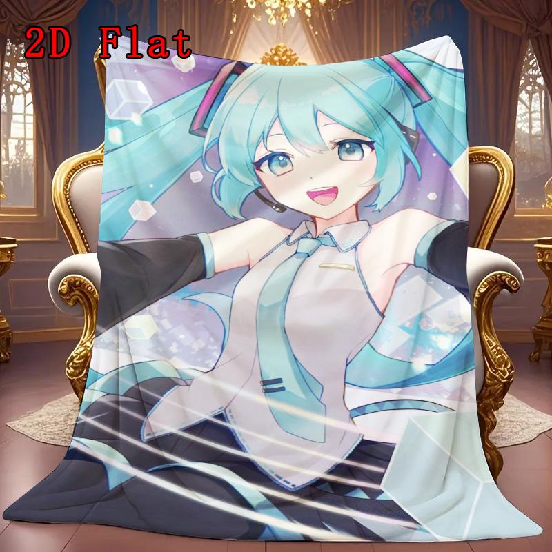 Hatsune Miku 2D Flat Pattern Flannel Blanket High quality All Seasons Warmth and Comfort Perfect for Christmas Gifts.NMT0928433