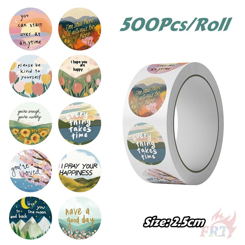500Pcs/Roll Healing Scenery. Encouraging Words Kids Rewards Stickers - DIY Scrapbooks Album Decor Sealing Label Decals