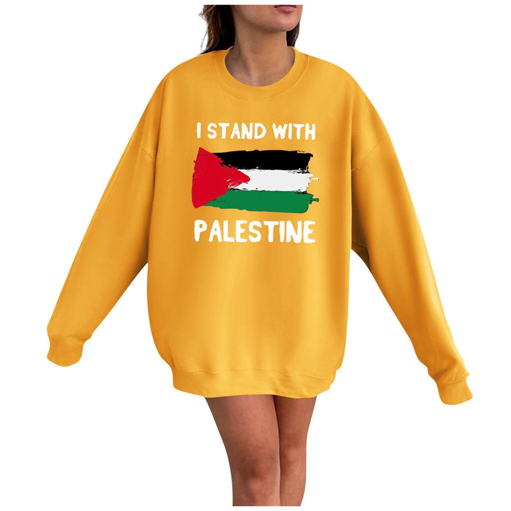 Женская мода Свободный повседневный пуловер с длинным рукавом с принтом Толстовка Топ