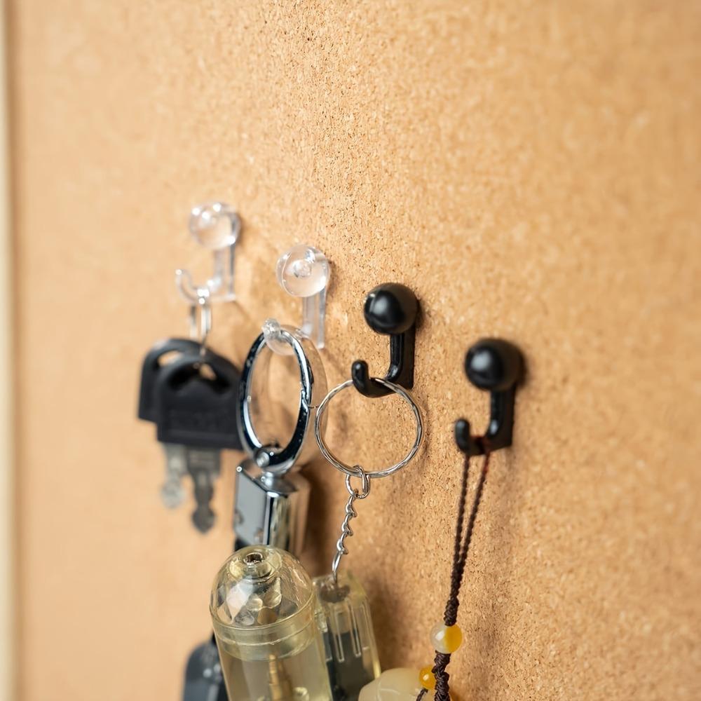 Decorative Push Pin Hooks for Cork Boards - Versatile Plastic Head Hooks in Black for Keys, Beads, and Home Office Organization