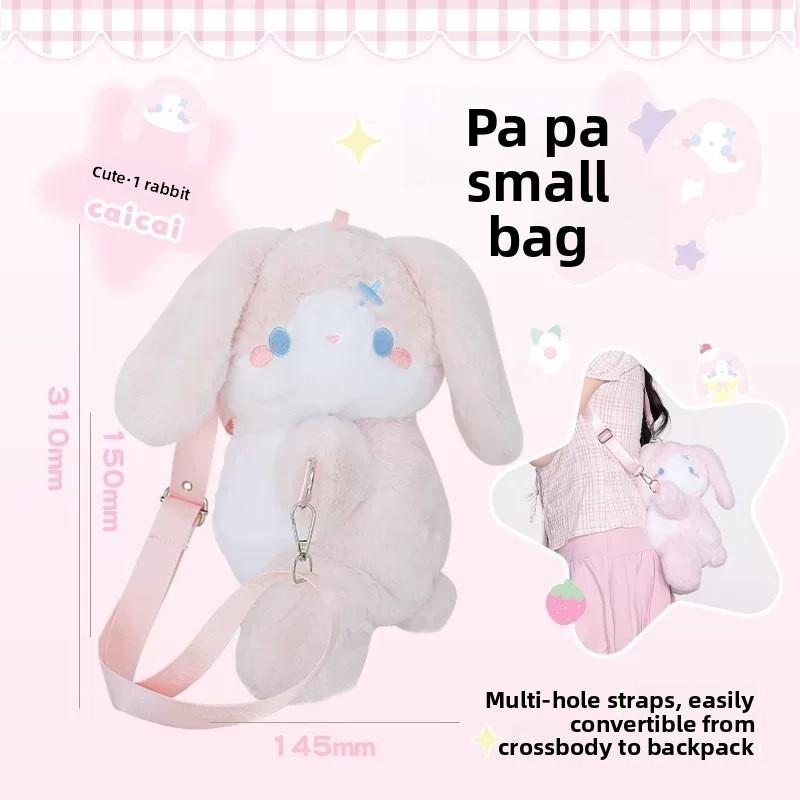 Cat Cartoon Rabbit Plush Bag Girls Cute Soft Polyester Crossbody Small Purse