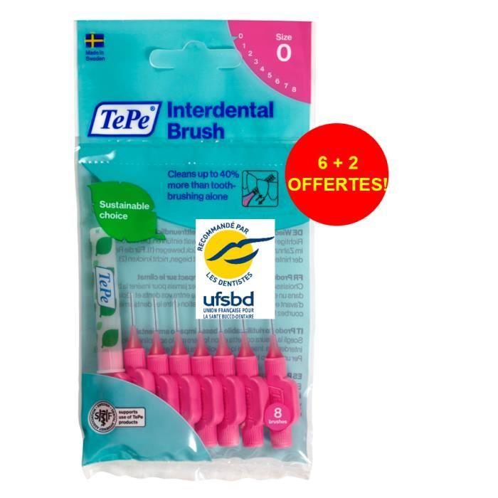 Brossettes interdentaires - TePe - Originales - 0.4mm - 8 pièces - Éco-responsables