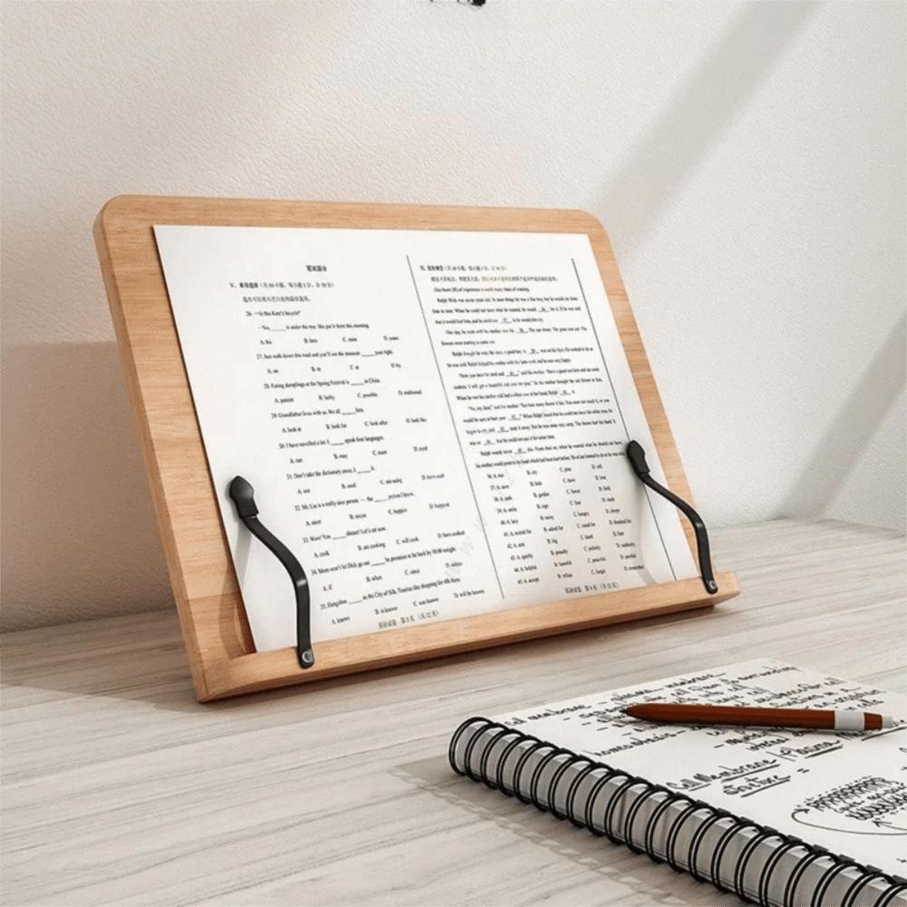 Adjustable Angle Wooden Reading Stand Multi-Position Support Reading Rest Tablet Note-taking