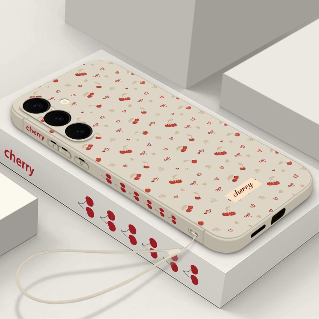 Magnetic Cherry Bow Print Case For Samsung Galaxy S25 S24 FE S24 S23 S22 Ultra Plus For Magsafe Wireless Charge Soft Phone Cover