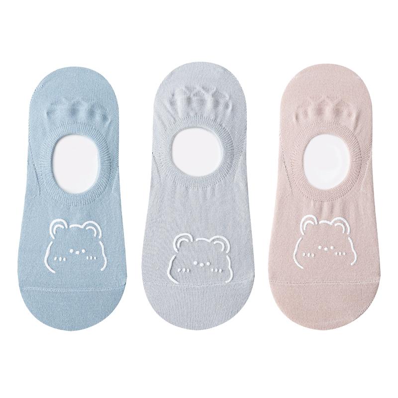 3/5 пар Женские носки-лодочки с узором из мишек, нескользящие, не сползающие, невидимые, тонкие носки