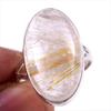 Natural Golden Rutile Gemstone 925 Solid Sterling Silver Jewelry Ring S.8.5 T2y10