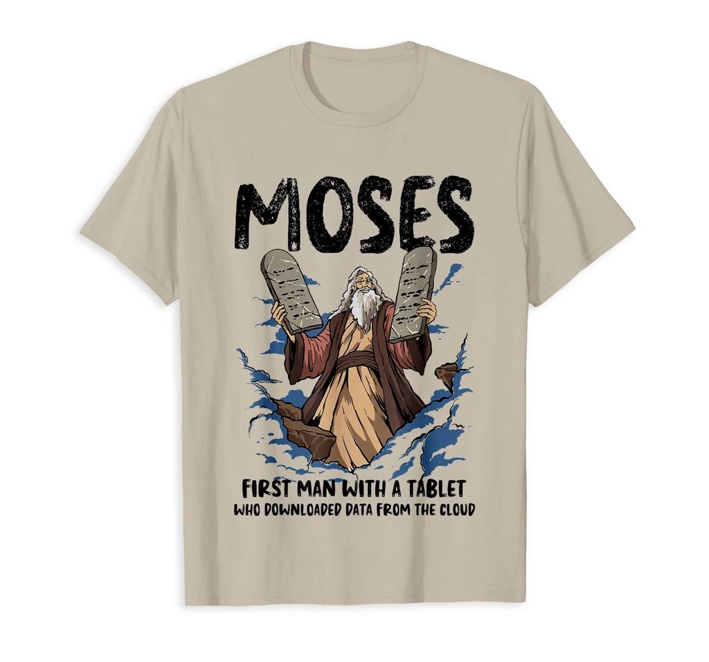 NEW LIMITED The First Man with a Tablet, Funny Moses Christian Humor T-Shirt