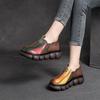 Fashion Autumn 2024 New Fashion Ethnic Style Retro Handmade Rainbow Color Female Leather Thick Sole Cake and Casual Shoes