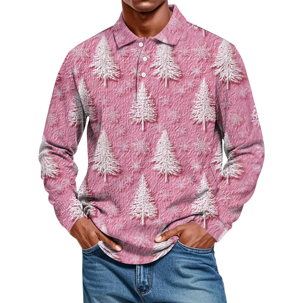 Men's Casual Style Solid Color Loose Shirt Long-sleeved Top