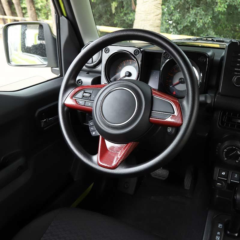 Панель декоративных наклеек на руль автомобиля из АБС-пластика для Suzuki Jimny 2019, аксессуары для интерьера, серебристый, с принтом из углеродного волокна