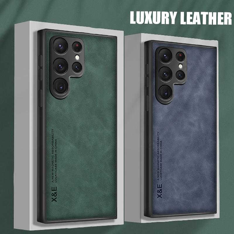 Магнитный чехол из овчины для Samsung S23 Ultra S22 Plus S21 S20 FE S10 Funda для Samsung S24 Ultra Note 20 10 кожаный чехол для телефона