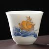 Chaxun Mutton Fat Jade Porcelain Gold-Trimmed Infuser Tea Cup