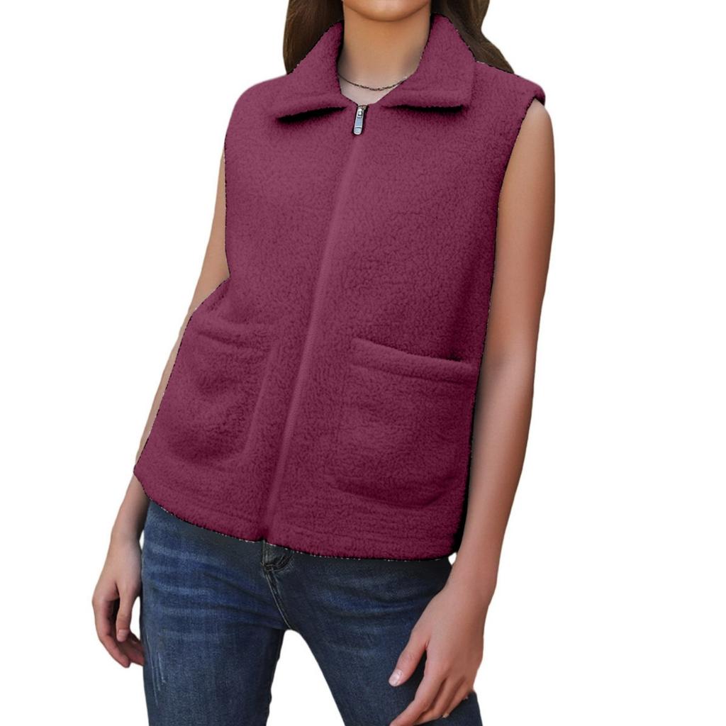 Fashionable Ladies Winter Temperament Lambswool Thickened Velvet Warm Vest