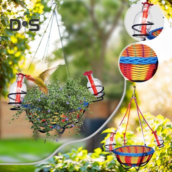 Кормушка для колибри Креативный дизайн из ротанга Большая вместимость Легко наполнять Простая установка Подвесная кормушка для колибри с водой