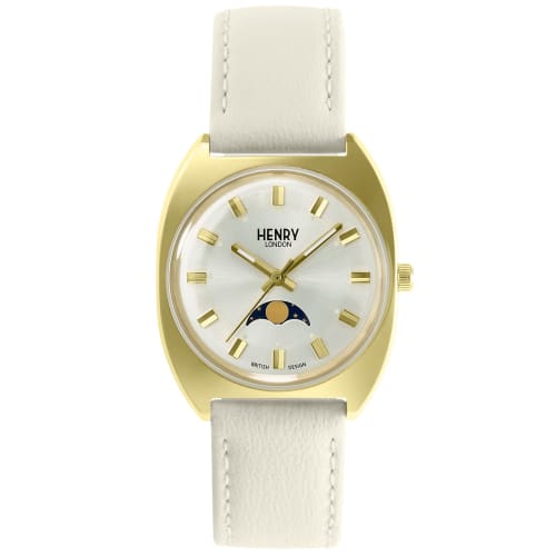 Henry London Watch, 32.5mm, Apple Leather, Silver Dial, Stainless Steel, Mineral Glass, Quartz Movement, White, HL33-LS-0446-AL, Official Warranty