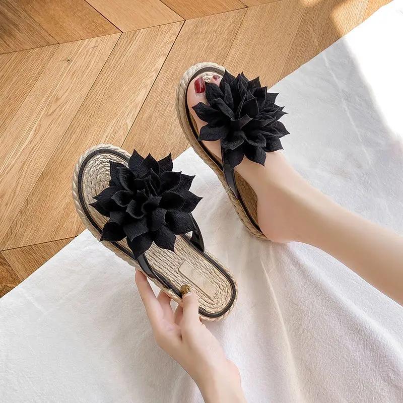 Fashion Slides Open Toe Bow Flip Flops Women's Slippers and Ladies Sandals Outside Shoes On Beach 2024 Flat Pvc 39 Promotion Top Designs