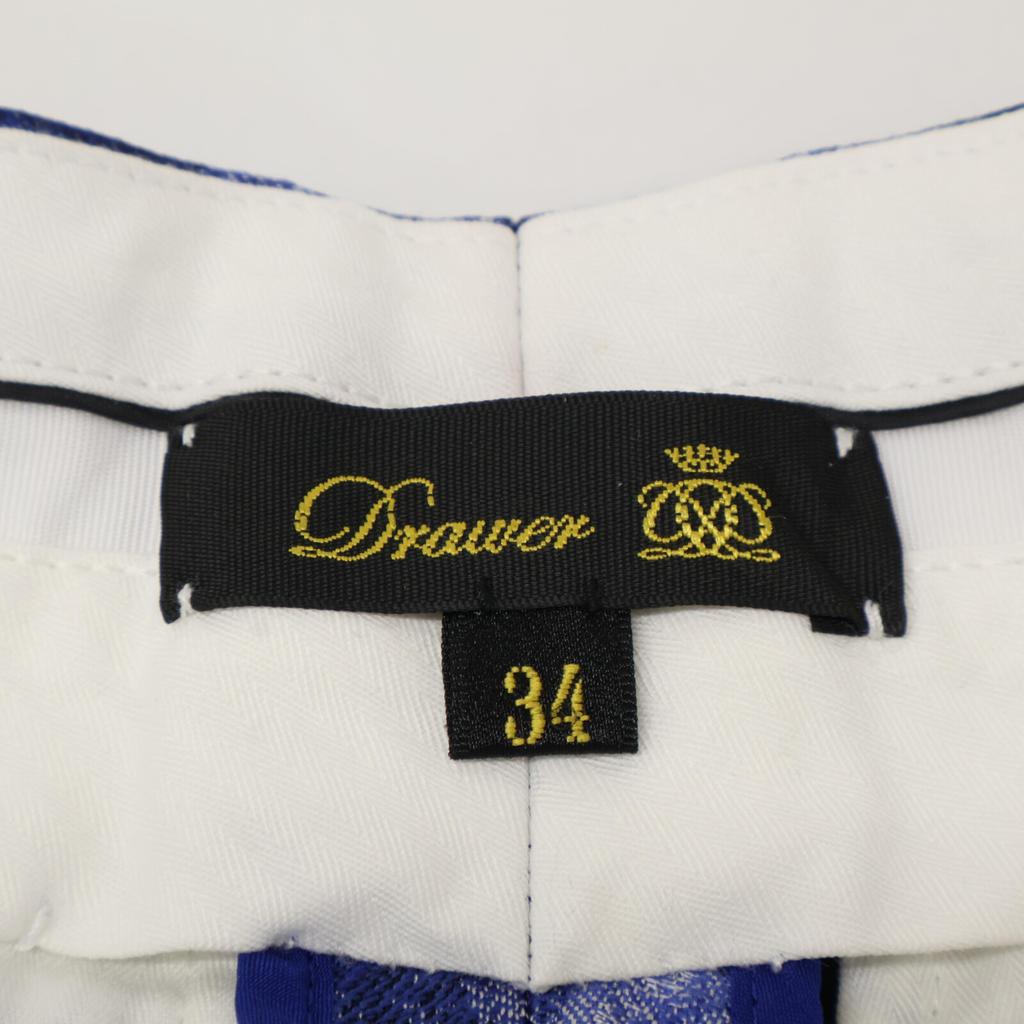 DRAWER 6514-236-1301 Blue Kasuri Check Jacquard Pants Bottoms 34 blueUsed