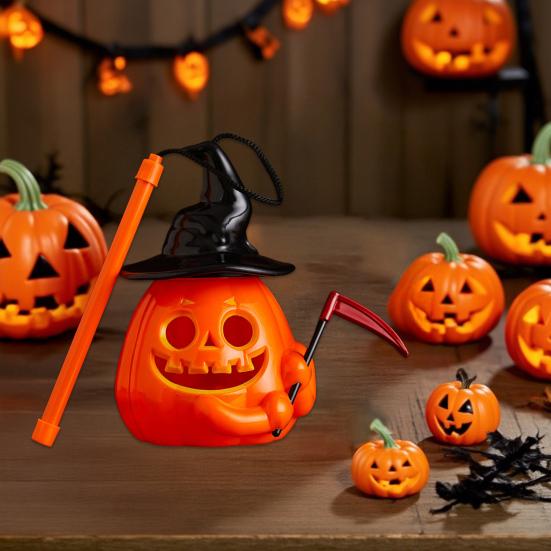 Halloween Pumpkin Lantern LED Lighted Pumpkin Light Decoration Portable Handheld Night Lamp for Halloween Party Decoration