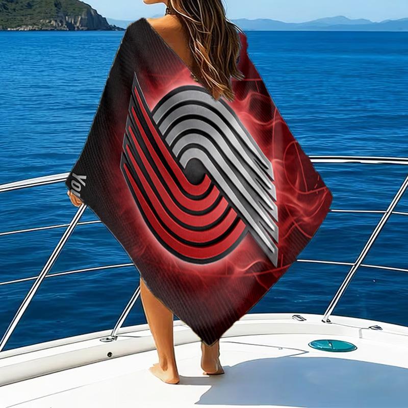 Custom Name Beach Towel Portland Blazers Artwork Beach Towel, Soft Microfiber, Gift for Her/Him, Birthday, for Pool, Beach, Travel, Fan gifts