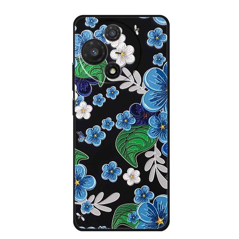 3D Embossed Case For TCL 60 SE NXTpaper 5G Phone Case Coque Flowers Black Silicone Soft Back Cover For TCL 60 NxtPaper 60R Case