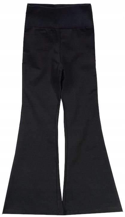Legginsy dzwony dziewczęce spodnie rozszerzane czarne 164 j193a