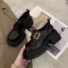 Thick-soled Thick-heeled British-style Small Leather Shoes for Women's 2025 New Height-increasing Jk Women's Shoes Single Shoes, Black Loafers for Wo
