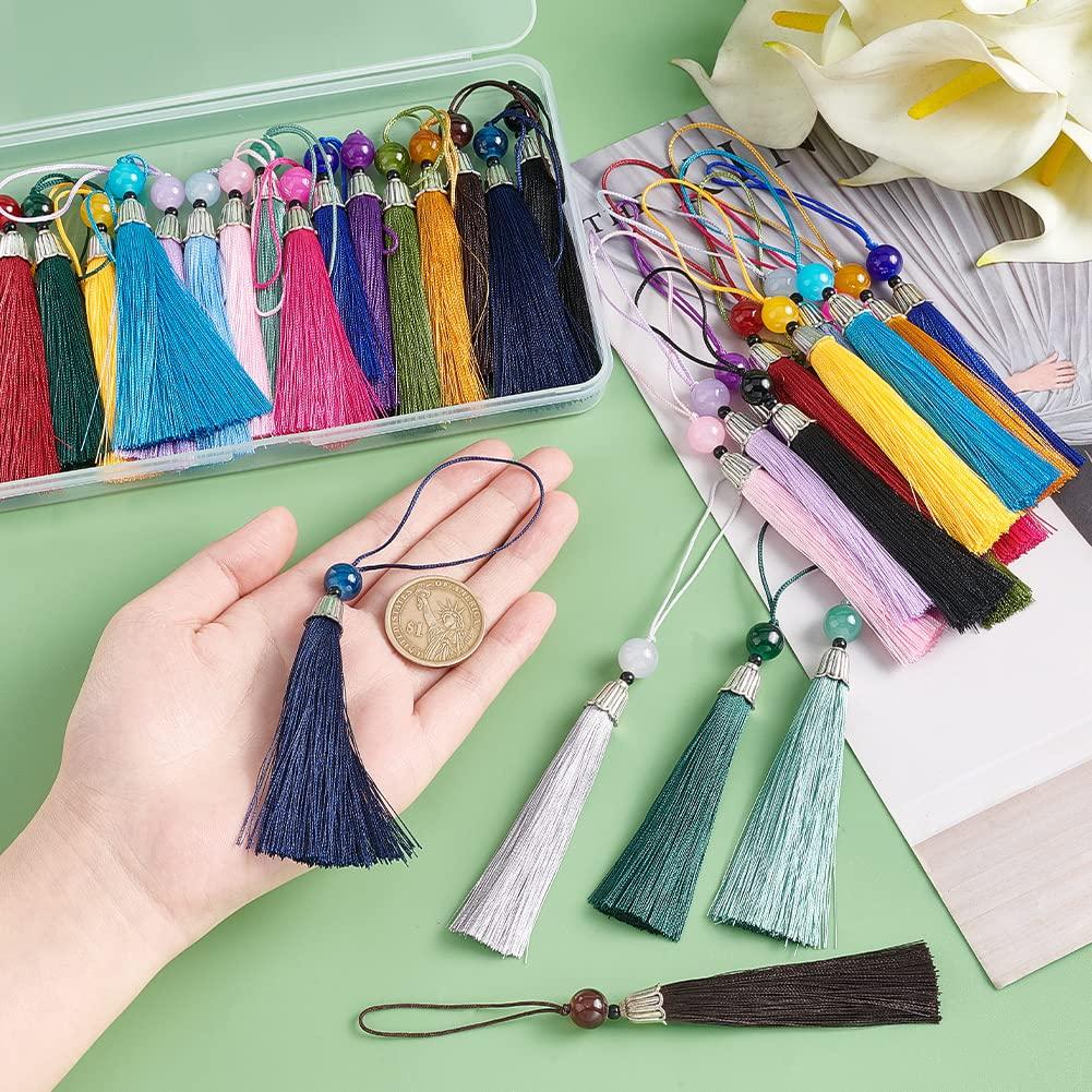 PandaHall 17 34 Pieces Tassel Fringe Chinese Knot Handmade Car and Other Handmade Colors, Charms, Materials, Curtains, Keychains, Charms, Graduations,