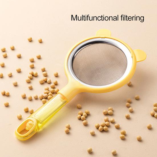 Кухонный сетчатый фильтр с пластиковой ручкой, пищевой сорт, просеиватель для муки, инструмент для детского питания, дуршлаг, ложка, многофункциональный кофе, чай, сок