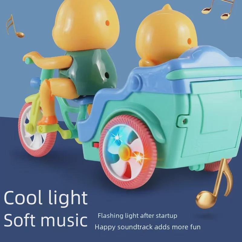 Yellow Duck Sound & Light Electric Tricycle - Educational Crawling Toy Car for Kids