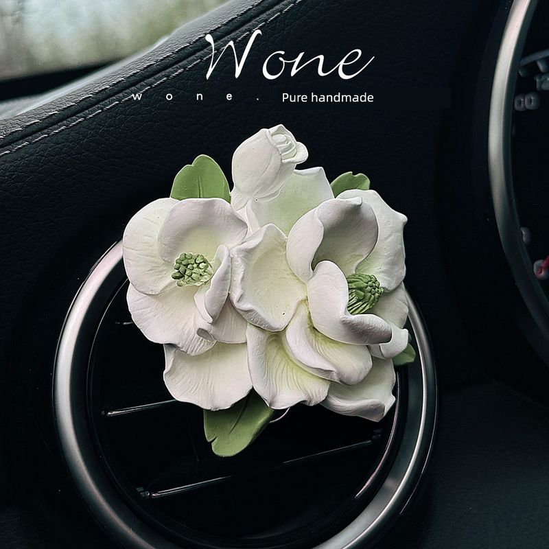 Auto Perfume Aromatherapy Exquisite Elegant Camellia Car Vent Decoration Fragrant Stone Light Perfume Girls' Gifts