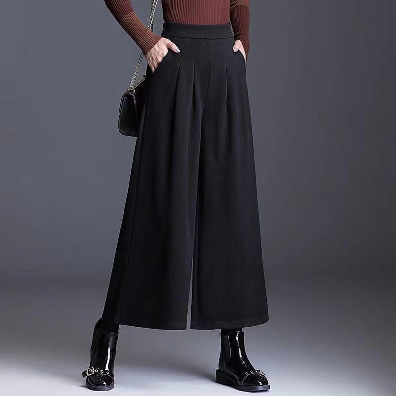 Winter Plus Size High Waist Wide Leg Casual Pants for Women
