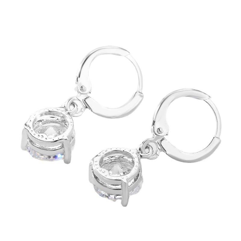 Minimalist Fashion Round Multicolor Zircon Necklace And Earring Set Elegant Women Jewelry