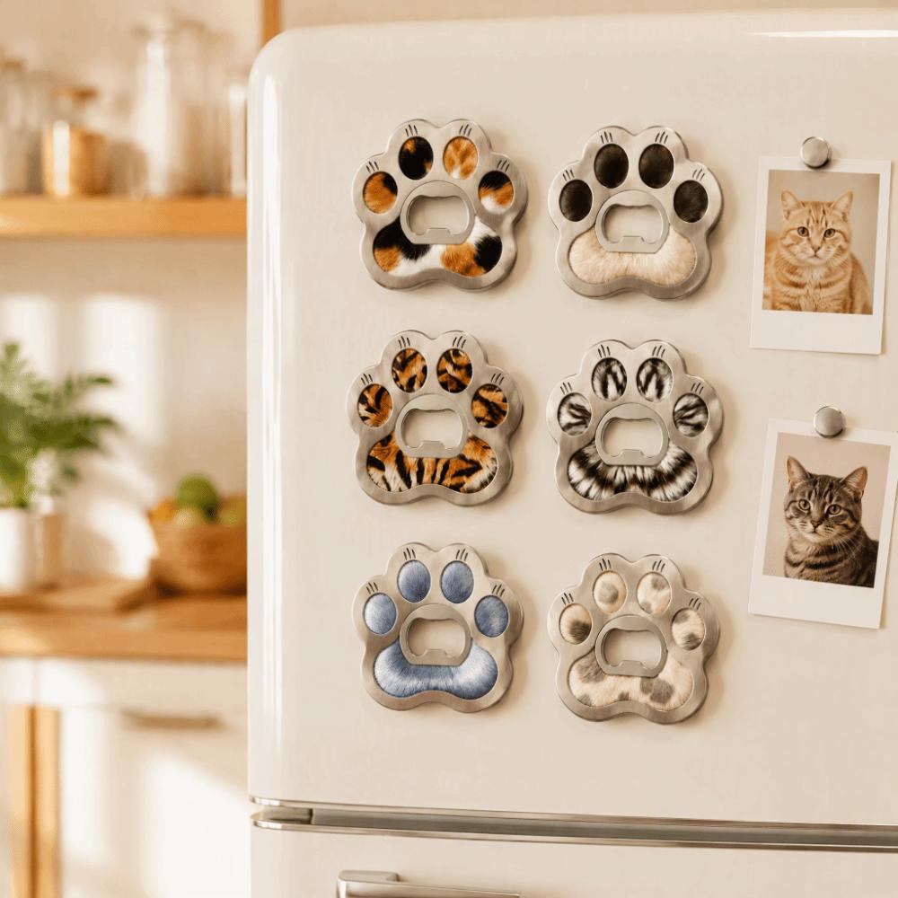 Electroplating Cat Dog Paw Bottle Opener Zinc Zinc Zinc Alloy Magnetic Cap Remover Gift