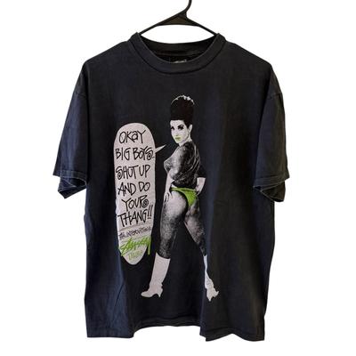 Винтажная рубашка STUSSY PIN UP Размер L 80-х Shut Up Do Your Thang Современный репринт Унисекс футболка