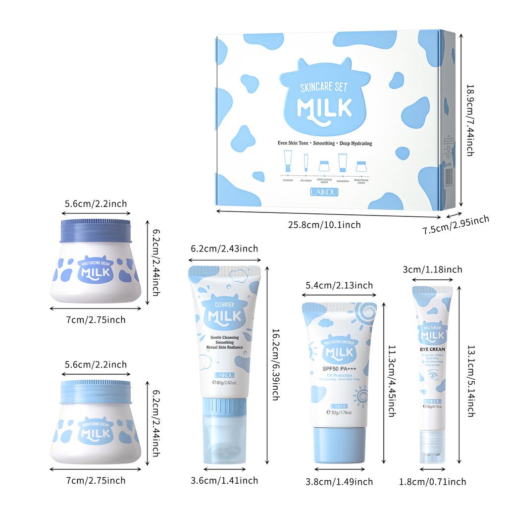 LAIKOU Milk Skincare Set 5-предметный увлажняющий набор для ухода за кожей лица