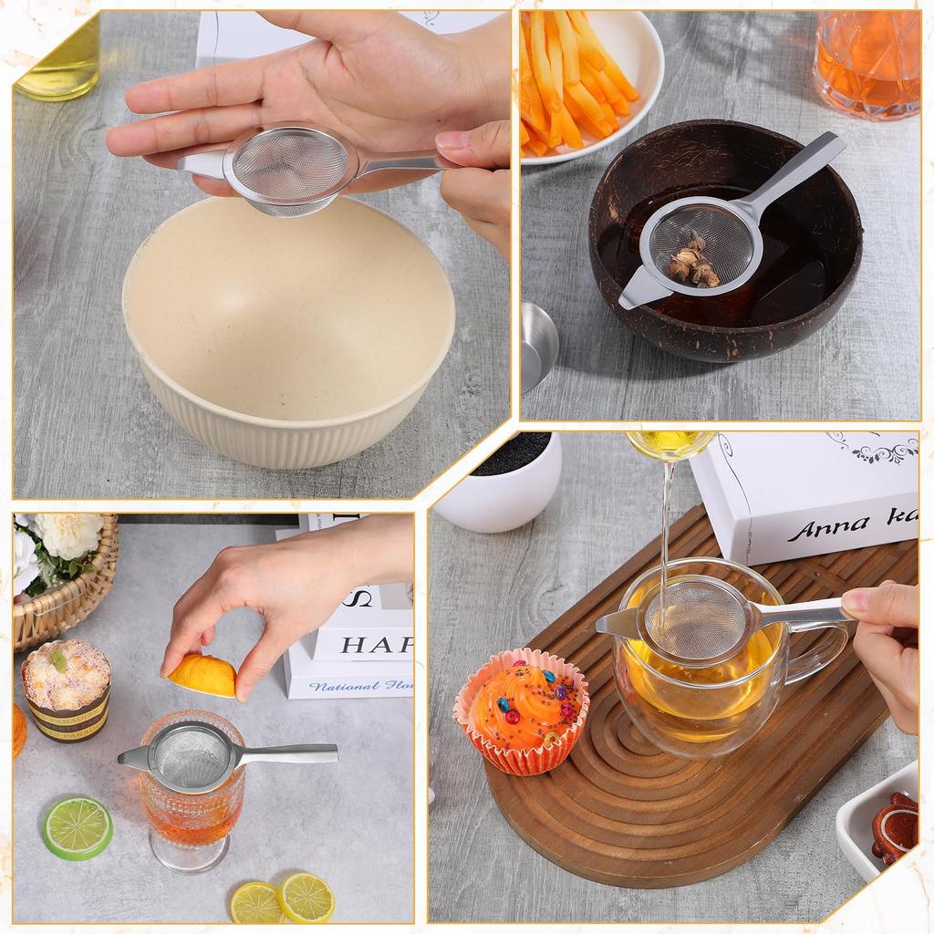 Stainless steel silver single handle support fine mesh filter screen tea filter