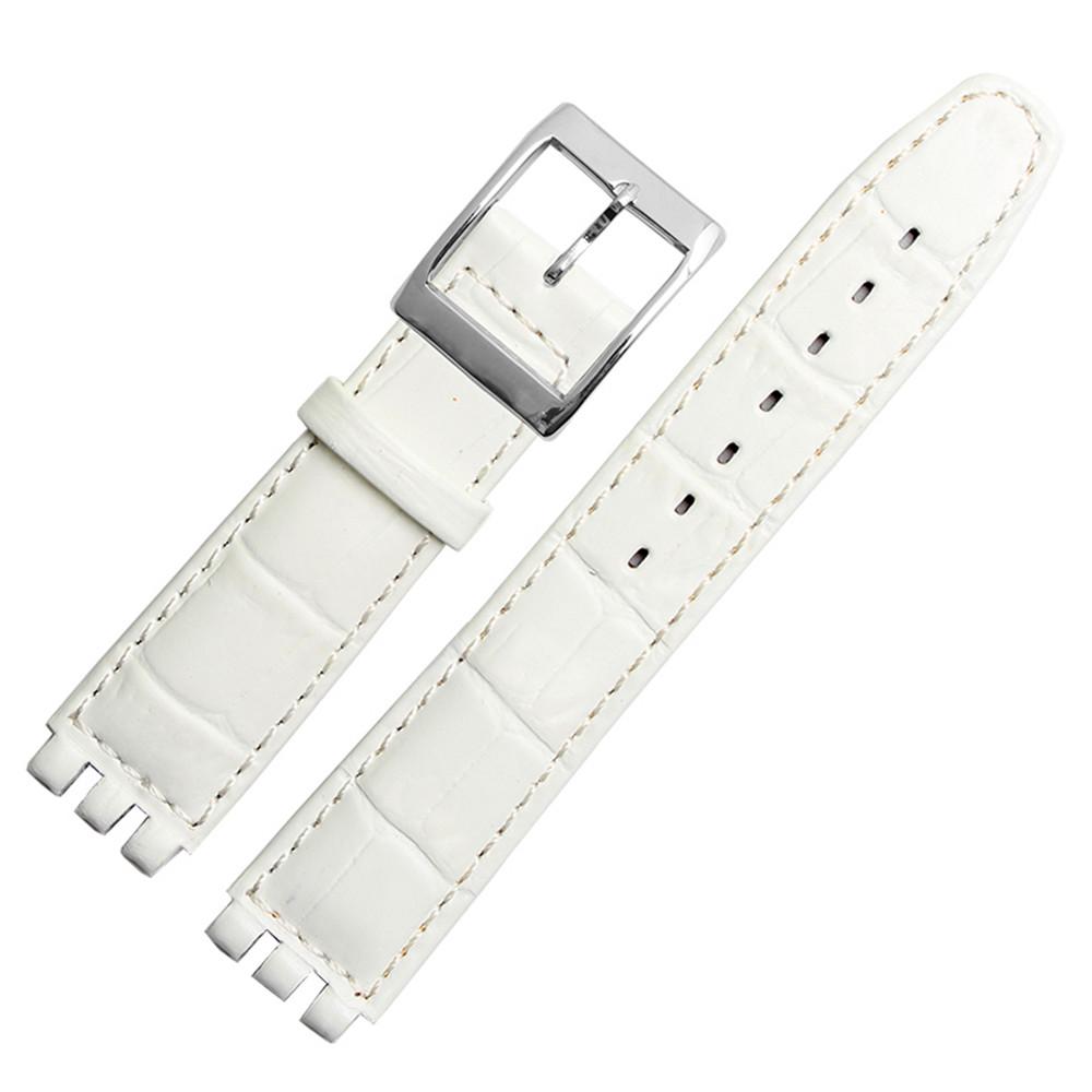 17 мм 19 мм Оригинальный ремешок для часов из телячьей кожи Для Swatch Мужской Женский Браслет с узором под аллигатора Аксессуары для ремешка